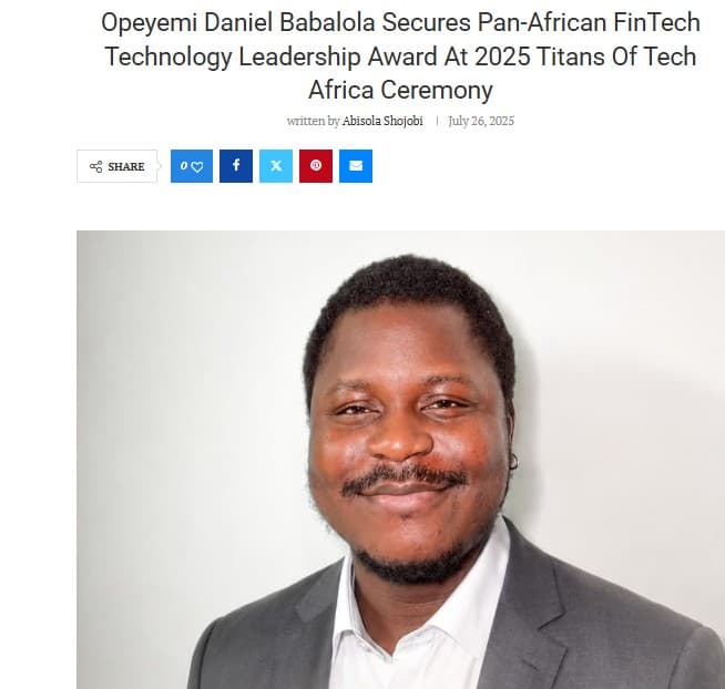Screenshot of The Independent's coverage: Pan-African FinTech Technology Leadership Award